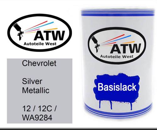 Chevrolet, Silver Metallic, 12 / 12C / WA9284: 500ml Lackdose, von ATW Autoteile West.